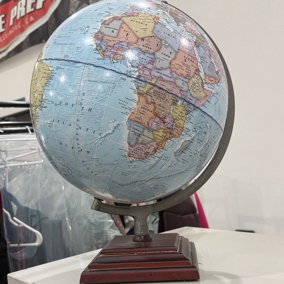 Colorful World Globe on Wooden Base - Picture 3 of 3